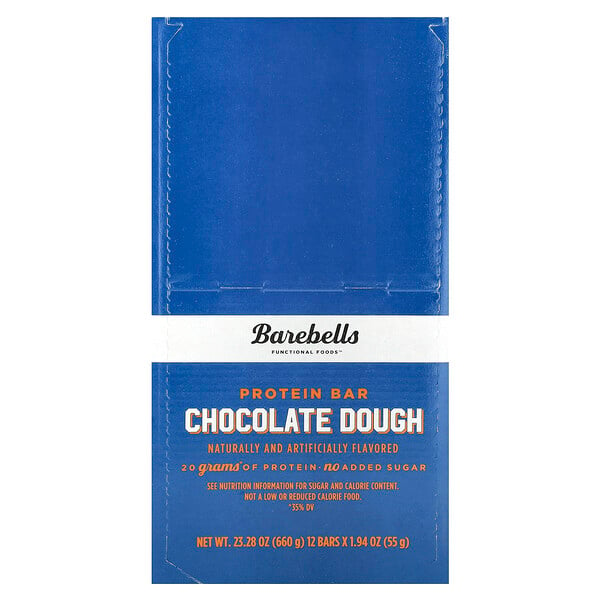 Protein Bar, Chocolate Dough, 12 Bars, 1.94 oz (55 g) Each Barebells