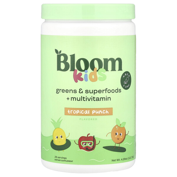 Kids, Greens & Superfoods + Multivitamin, Tropical Punch, 4.29 oz (121.75 g) Bloom