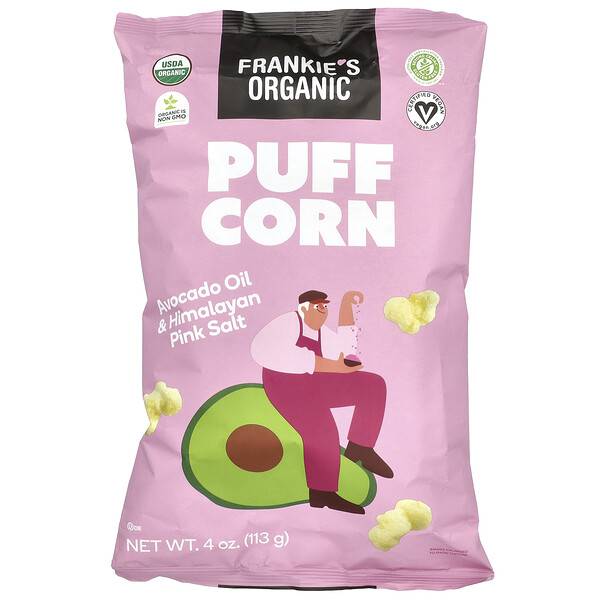 Puff Corn, Avocado Oil & Himalayan Pink Salt, 4 oz (113 g) Frankie's Organic