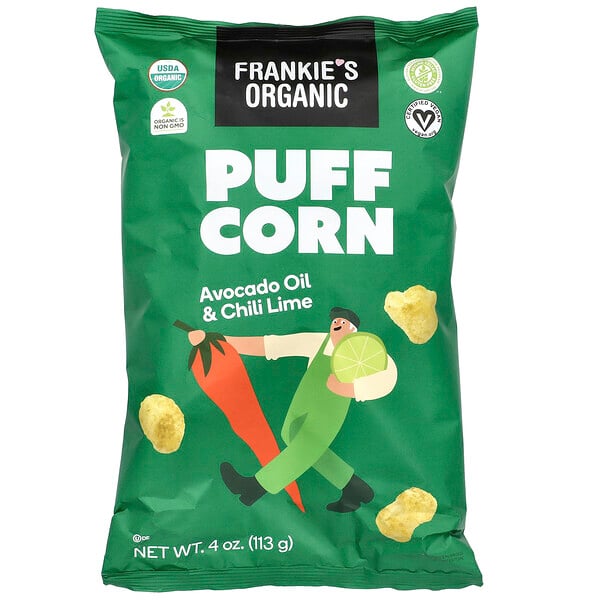 Puff Corn, Avocado Oil & Chili Lime, 4 oz (113 g) Frankie's Organic