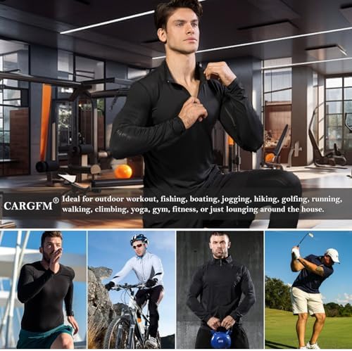 Men's Quarter Zip Pullover Long Sleeve Golf Shirts 1/4 Half Zip Sweatshirts for Golf Polo Fishing Athletic Cargfm