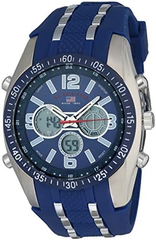 Accutime U.S. Polo Assn. Sport Men's US9284 Blue and Silver-Tone Analog/Digital Chronograph Watch Accutime