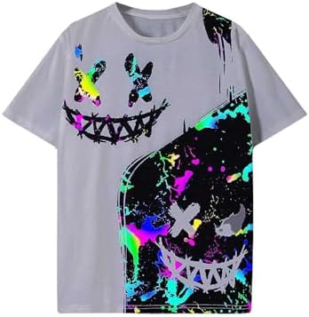 WDIRARA Boy's Graphic Print Short Sleeve T Shirts Round Neck Reflective Summer Tee Tops Wdirara