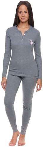 U.S. Polo Assn. Thermal Pajamas for Women Set, Womens Thermals Top and Bottom Set, Long Johns Base Layer U.S. Polo Assn.