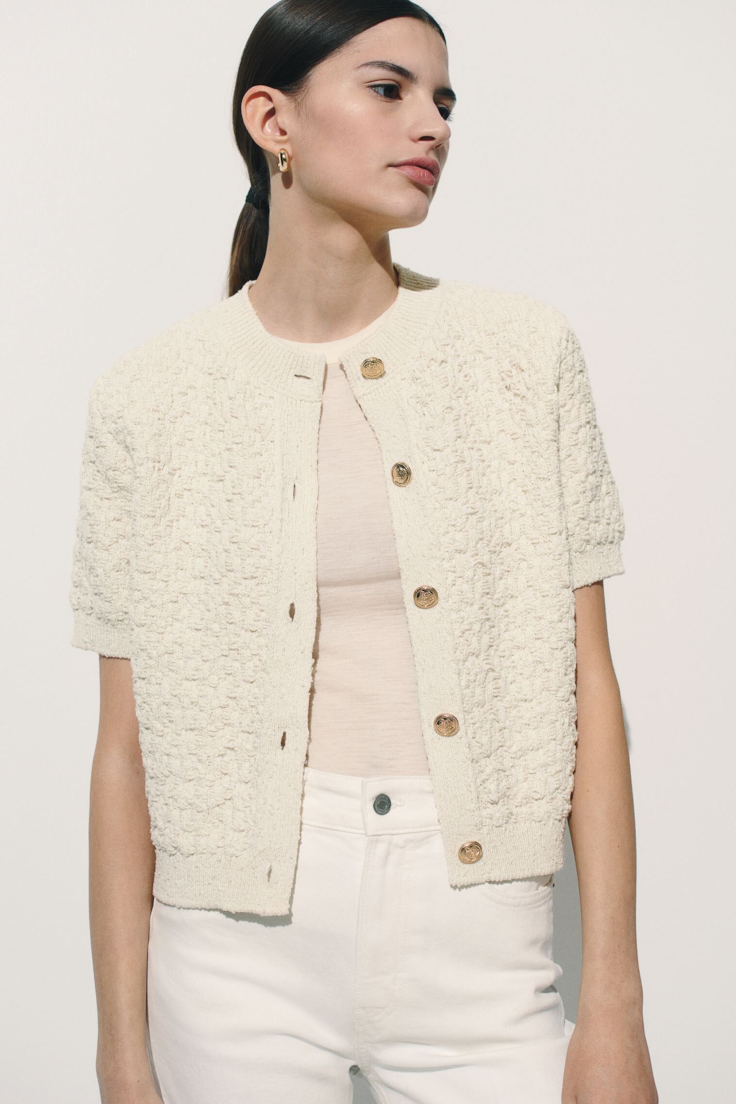 Textured-Knit Cardigan H&M