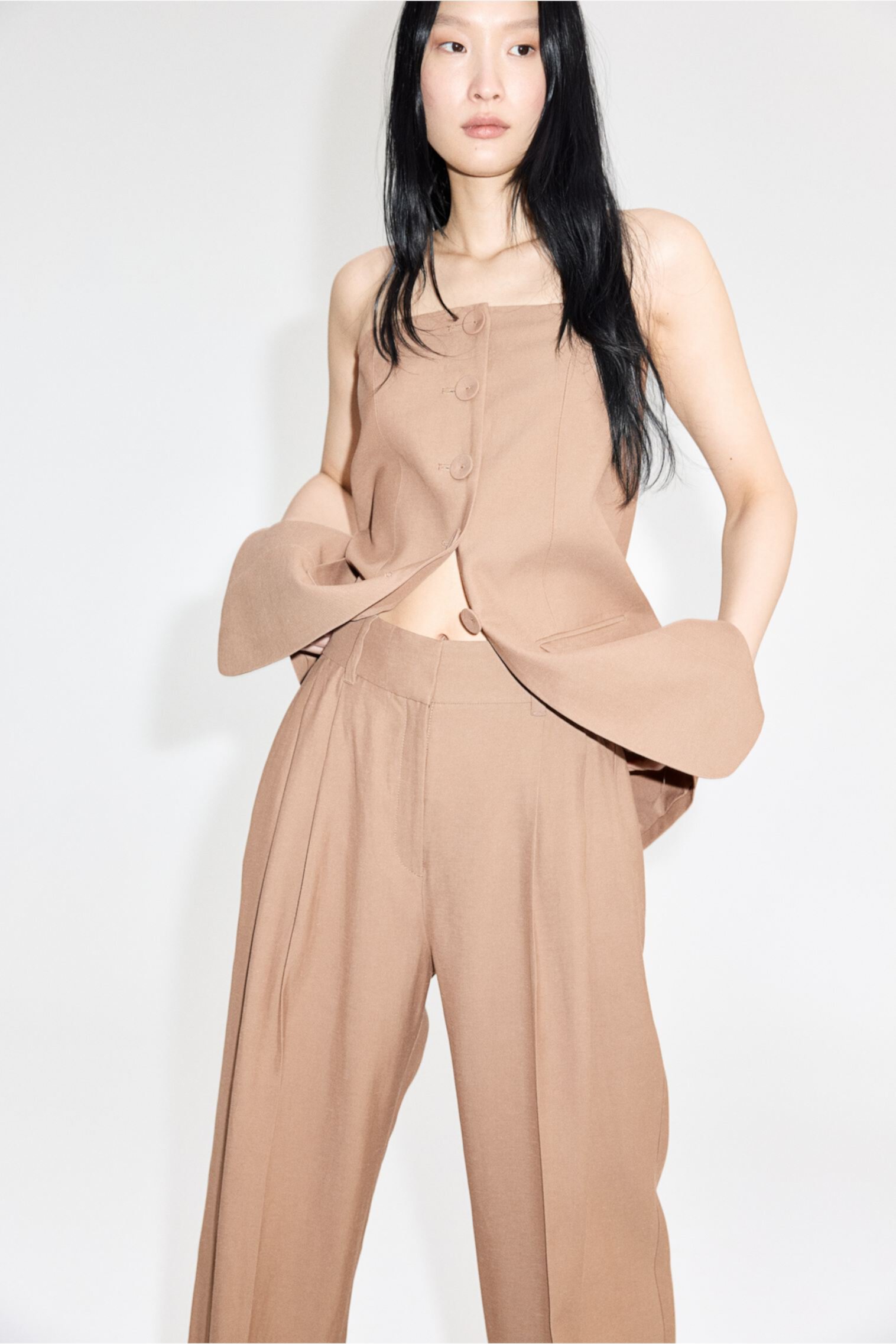 Wide-Leg Linen-Blend Pants H&M