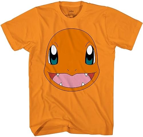 Pokemon Big Face Charmander Pikachu Squirtle Bulbasaur Psyduck Snorlax Adult T-Shirt Pokemon