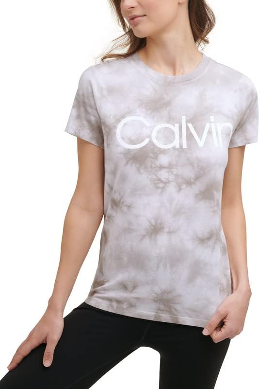 Calvin Klein Performance Women's Tie-Dyed Logo T-Shirt (Brown, Medium) Calvin Klein Performance