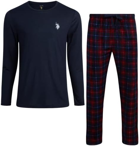 U.S. Polo Assn. Men's Pajama Set - 2 Piece Long Sleeve T-Shirt and Fleece Lounge Pants, Gift Box U.S. Polo Assn.