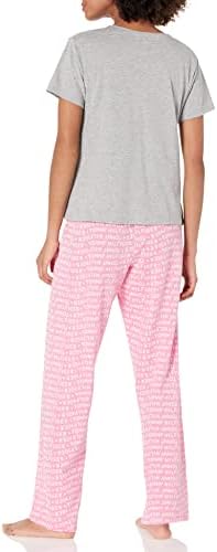 Tommy Hilfiger Women's Top Short Sleeve V-neck Heart Logo Pant Bottom Pajama Set Pj 2pc Tommy Hilfiger