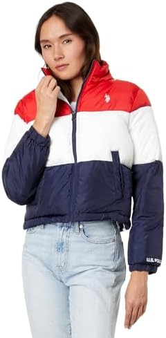 U.S. Polo Assn. Crop Multi Color-Blocked Puffer Jacket U.S. Polo Assn.