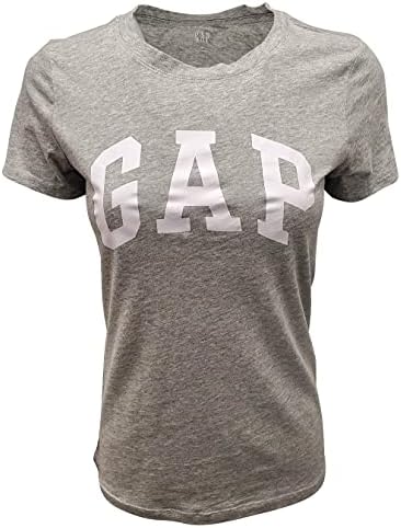 Женская футболка Gap с белым логотипом (Средний размер, Светло-серая) Gap