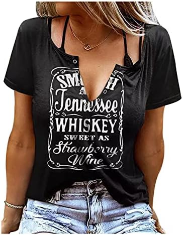 Smooth As Tennessee Sweet As Strawberry Shirt Womens Summer Sexy V-Neck T Shirts Country Music Short Sleeve Tops Blouse GREFLYING