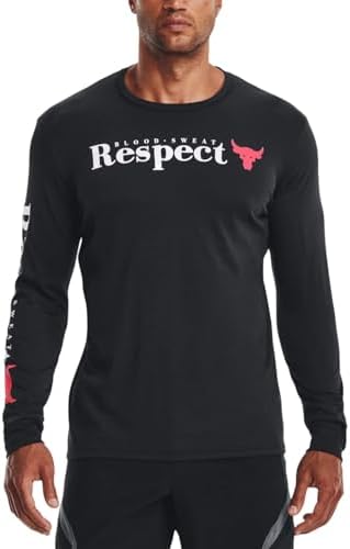 Under Armour X Project Rock Long Sleeve Top (US, Alpha, Small, Regular, Regular, Black-001) Under Armour