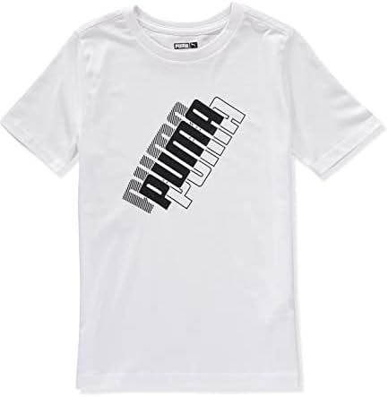 PUMA Boys' Graphic T-Shirt (Small, White Repeat) Puma