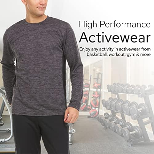 Essential Elements Mens Active T-Shirt - Quick-Dry Athletic Workout Training Crew Neck Long Sleeve Top 5 Pack Essential Elements