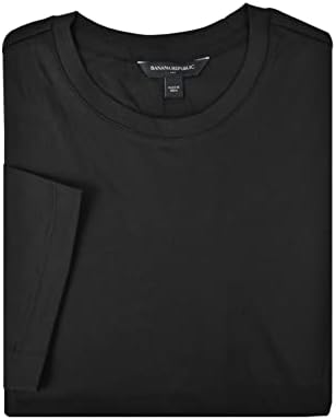 Banana Republic Factory Ba a Republic Factory Ba a Republic Mens 710593 Compact Cotton Luxe Touch Short Sleeve Performance Tee T-Shirt (Black, Large) Banana Republic Factory