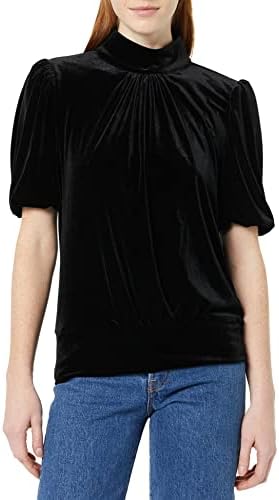 KARL LAGERFELD Women's Short Velvet Puff Sleeve Top Karl Lagerfeld