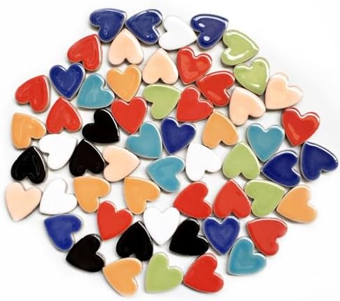 48pcs/200g Love Heart Mixed Colors Shine Crystal Series Mosaic Tiles, Ceramic Mosaic Tiles Glitter Crystal Mosaic Perfect for Home Decoration Crafts, 2.2x2.3cm (Black) Oakbud