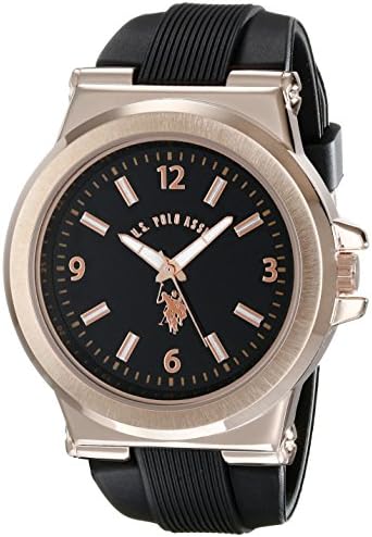 U.S. Polo Assn. Sport Men's USC90006 Rose Gold-Tone and Black Silicone Strap Watch Accutime