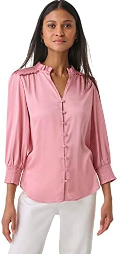 Karl Lagerfeld Paris Women's Soft Long Sleeve Everyday Fashion Sport Blouse, Shell Pink, X-Small Karl Lagerfeld