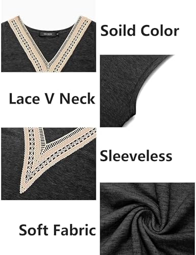 MEROKEETY Women's Casual Cap Sleeve Lace Trim V Neck Tops 2024 Summer Loose Tee Shirts Blouse Merokeety