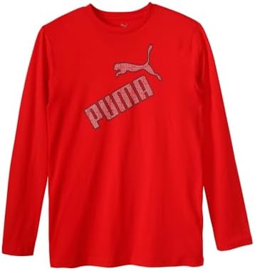 PUMA Boys' Long Sleeve Graphic Tee, Logo Designs, Crewneck Puma