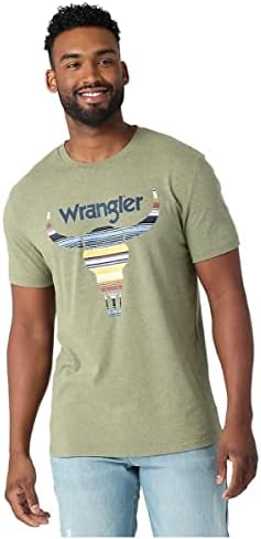 Wrangler Men's Short-Sleeve Stripe Steer Head Graphic T-Shirt (Olive Green) Wrangler