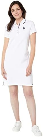 U.S. Polo Assn. (3008 Solid Polo Dress - Banded Cuffs - Short Sleeves - Straight Hemline - Side Vents Optic White 2 XS One Size U.S. Polo Assn.