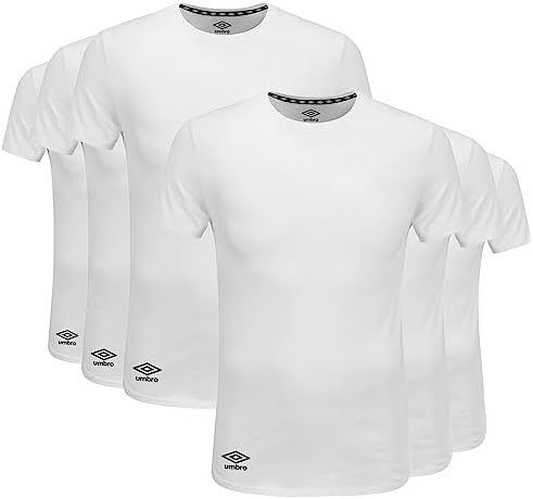 Umbro 6-Pack Men's Essential Crew Neck Undershirts Breathable, Tagless, Cotton Mens T Shirt Umbro