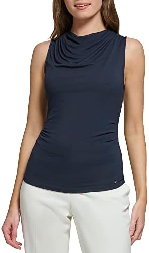 Tommy Hilfiger Women's Sleeveless Cowl Neck Knit Top, Midnight, XS Tommy Hilfiger