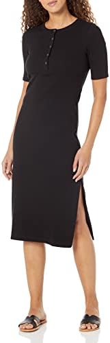 Calvin Klein Women's Petite Midi Length Ribbed Button-Closures Dress Calvin Klein