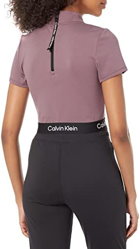 Calvin Klein Performance Women's Mock Neck Ponte Short Sleeve Fitted Crop Top Calvin Klein Performance