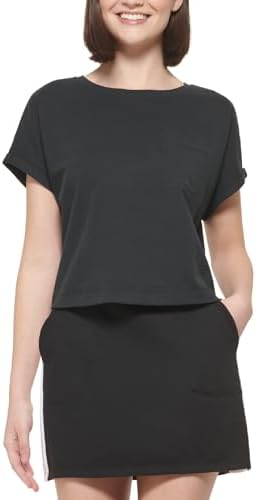 Calvin Klein Performance Womens Black Pocketed Rolled Cuffs Bungee Hem Short Sleeve Crew Neck T-Shirt XXL Calvin Klein Performance