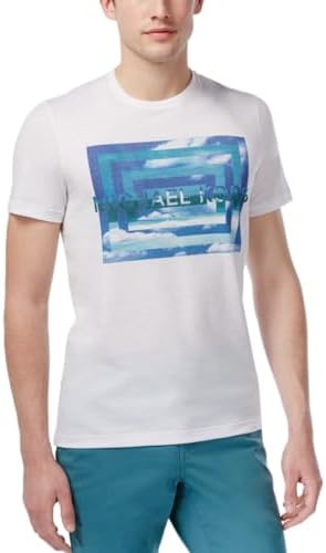 Michaek Kors Mens Crew Graphic Print Tee Mens T-Shirt,White, Small Michael Kors