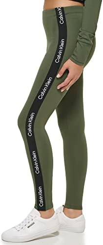 Calvin Klein Performance Women's High Waisted Logo Leggings, Thyme, Large Calvin Klein Performance