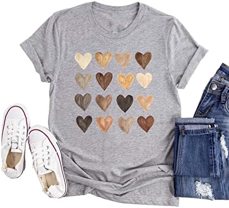 Womens Valentine Shirts Love Heart Graphic Tee T Shirts Teen Girls Cute Graphic T Shirts Tee Top SECETKET