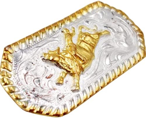 Needzo Bull Rider Conchos, Silver and Gold Tone Rodeo Concho Accessories for Leather, Hats, and Jewelry, Pack of 2, 2 Inch Needzo