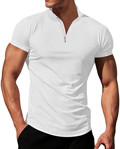 LOGEEYAR Mens Quarter-Zip V Neck Polo Shirts Slim Fit Short Sleeve Athletic T-Shirt Henley Shirt Logeeyar