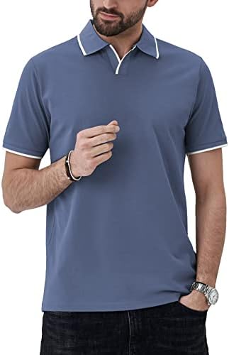 Aiyino Men's Muscle V Neck Polo Shirts Slim Fit Short Sleeve Cotton Golf T-Shirts Ribbed Knit Soft Tees Aiyino