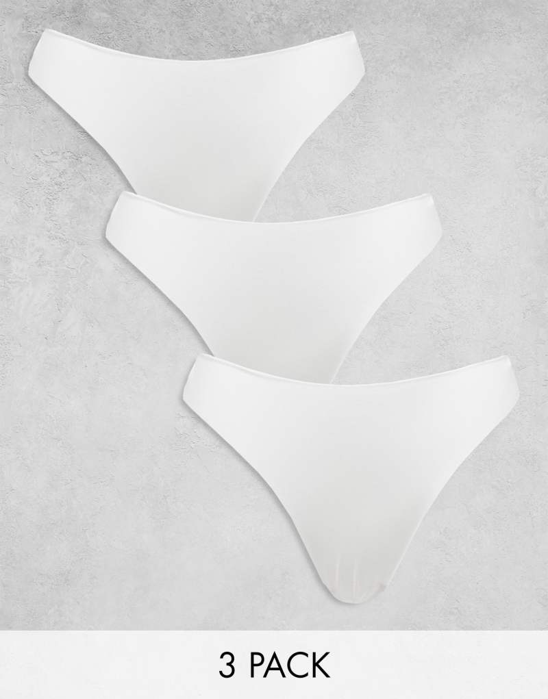 ASOS DESIGN 3 pack no VPL & lace thong in white Asos Design