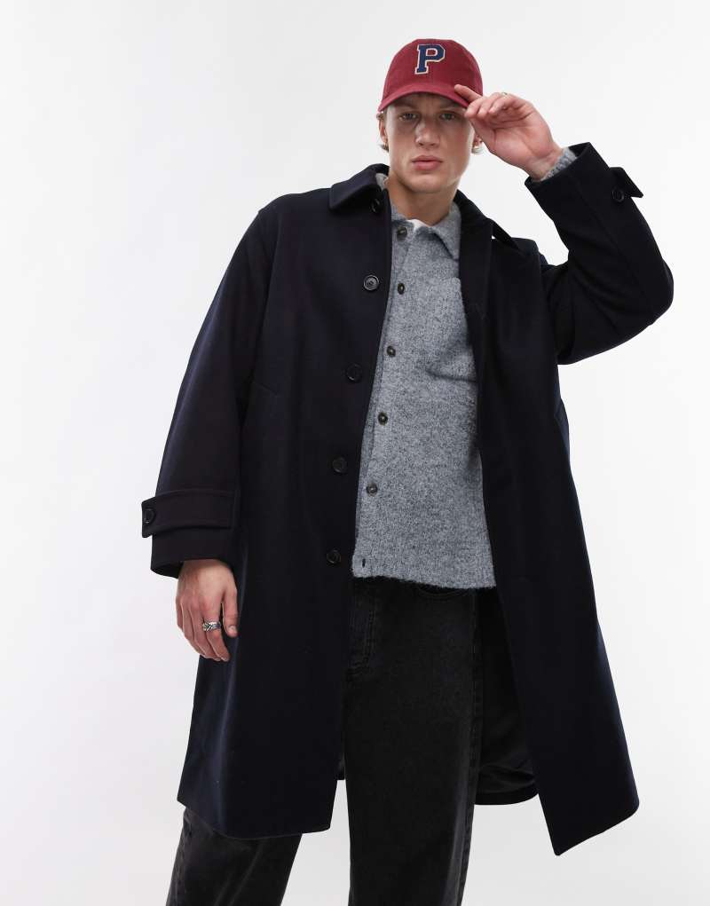 ARKET wool blend overcoat in blue Arket