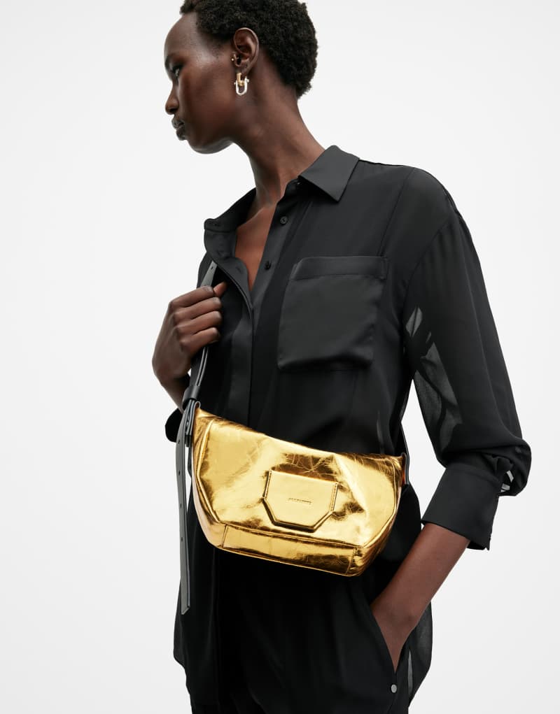 Allsaints Madea crossbody bag in warm gold AllSaints