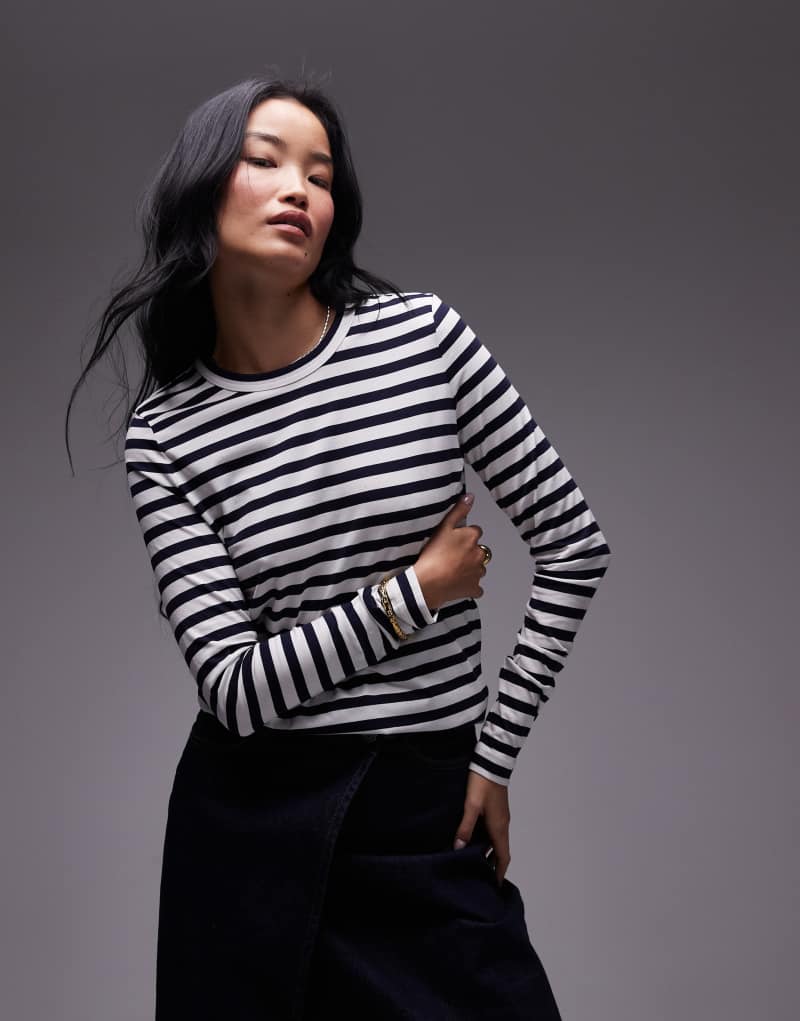 ARKET long sleeve t-shirt in navy and white stripes Arket