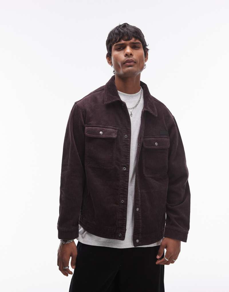 AllSaints Castleford cord jacket in deep purple AllSaints