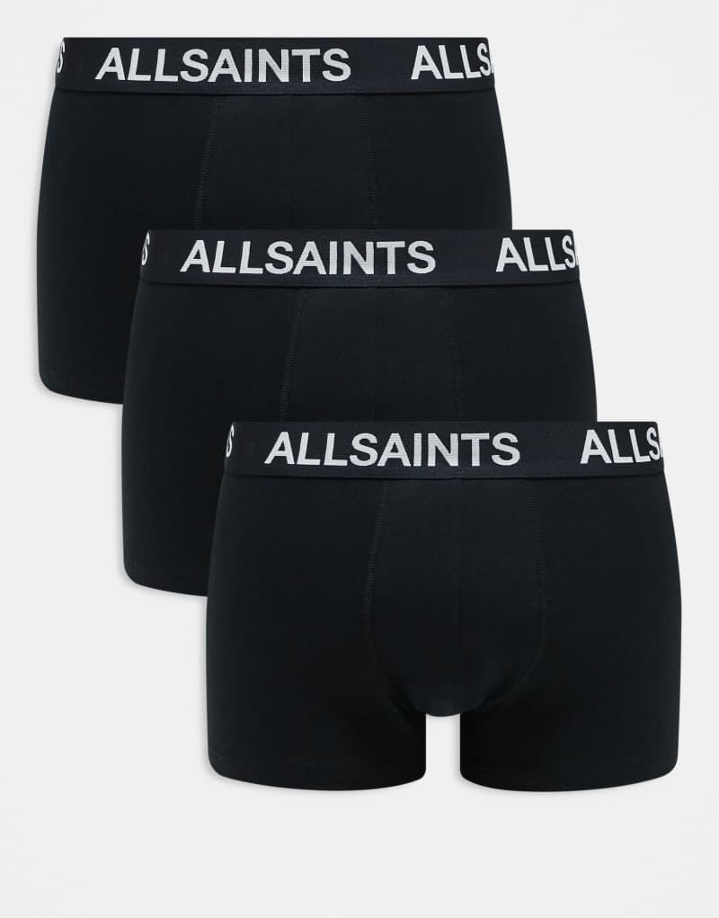 AllSaints 3-pack cotton trunks in black AllSaints