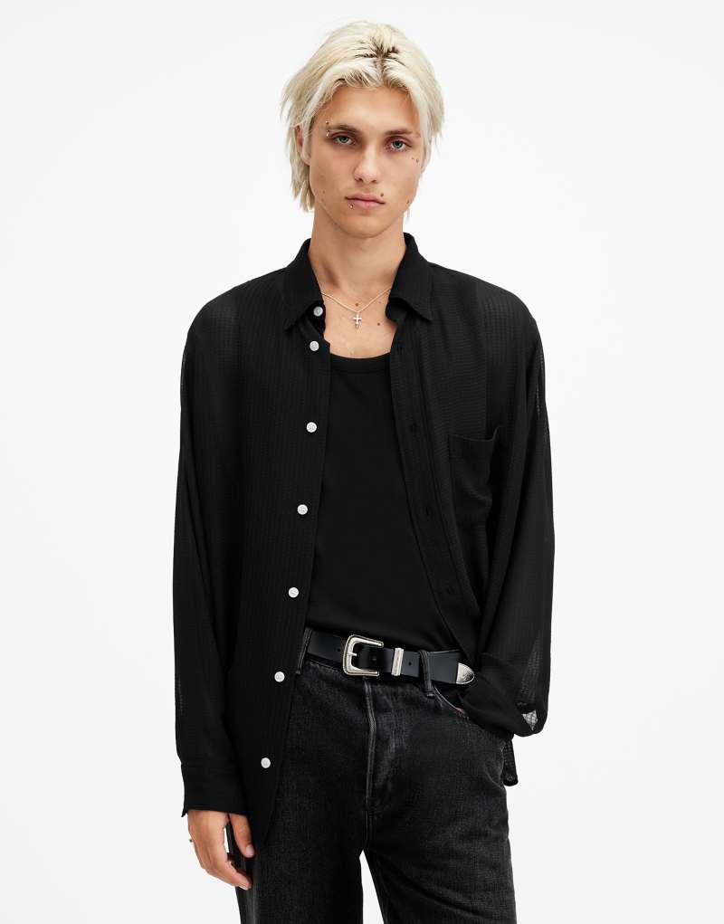 AllSaints Ando shirt in jet black AllSaints