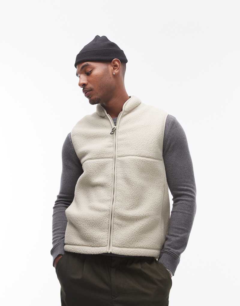 ARKET fleece vest in light dusty beige Arket