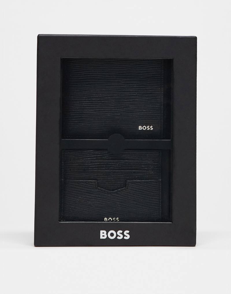 Boss coin and card holder gift set in black BOSS Orange