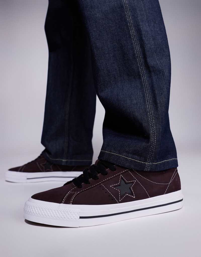 Converse One Star Pro sneakers in brown with black detail  Converse